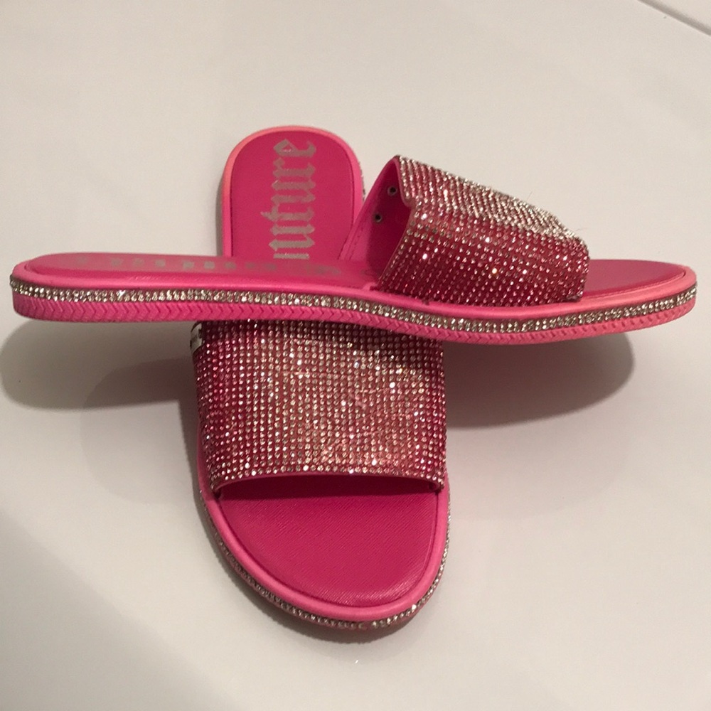 JUICY COUTURE Pink Rhinestone Slide Sandals - Picture 1 of 12